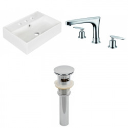 American Imaginations AI-26205 19.75-in. W Above Counter White Vessel Set For 3H8-in. Center Faucet - Faucet Included