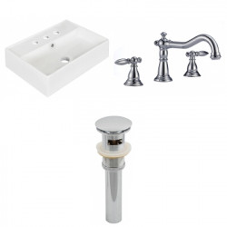 American Imaginations AI-26207 19.75-in. W Above Counter White Vessel Set For 3H8-in. Center Faucet - Faucet Included