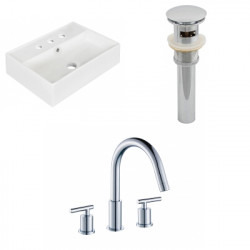 American Imaginations AI-26208 19.75-in. W Above Counter White Vessel Set For 3H8-in. Center Faucet - Faucet Included