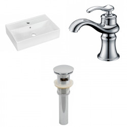 American Imaginations AI-26210 19.75-in. W Wall Mount White Vessel Set For 1 Hole Center Faucet - Faucet Included