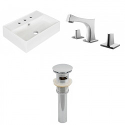 American Imaginations AI-26215 19.75-in. W Wall Mount White Vessel Set For 3H8-in. Center Faucet - Faucet Included