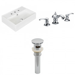 American Imaginations AI-26216 19.75-in. W Wall Mount White Vessel Set For 3H8-in. Center Faucet - Faucet Included