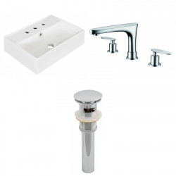 American Imaginations AI-26217 19.75-in. W Wall Mount White Vessel Set For 3H8-in. Center Faucet - Faucet Included