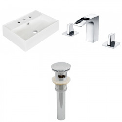 American Imaginations AI-26218 19.75-in. W Wall Mount White Vessel Set For 3H8-in. Center Faucet - Faucet Included