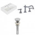 American Imaginations AI-26219 19.75-in. W Wall Mount White Vessel Set For 3H8-in. Center Faucet - Faucet Included