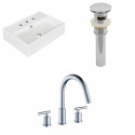 American Imaginations AI-26220 19.75-in. W Wall Mount White Vessel Set For 3H8-in. Center Faucet - Faucet Included