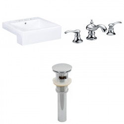 American Imaginations AI-26222 20.25-in. W Semi-Recessed White Vessel Set For 3H8-in. Center Faucet - Faucet Included