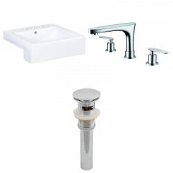 American Imaginations AI-26223 20.25-in. W Semi-Recessed White Vessel Set For 3H8-in. Center Faucet - Faucet Included