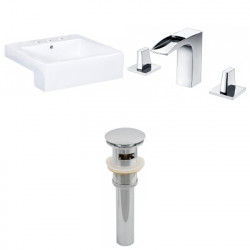 American Imaginations AI-26224 20.25-in. W Semi-Recessed White Vessel Set For 3H8-in. Center Faucet - Faucet Included