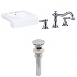 American Imaginations AI-26225 20.25-in. W Semi-Recessed White Vessel Set For 3H8-in. Center Faucet - Faucet Included