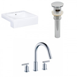 American Imaginations AI-26226 20.25-in. W Semi-Recessed White Vessel Set For 3H8-in. Center Faucet - Faucet Included