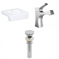 American Imaginations AI-26227 20.25-in. W Semi-Recessed White Vessel Set For 1 Hole Center Faucet - Faucet Included