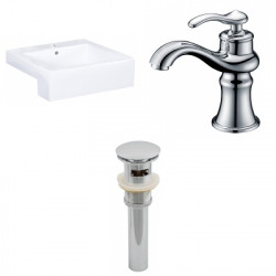 American Imaginations AI-26228 20.25-in. W Semi-Recessed White Vessel Set For 1 Hole Center Faucet - Faucet Included