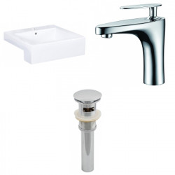 American Imaginations AI-26229 20.25-in. W Semi-Recessed White Vessel Set For 1 Hole Center Faucet - Faucet Included