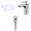 American Imaginations AI-26230 20.25-in. W Semi-Recessed White Vessel Set For 1 Hole Center Faucet - Faucet Included