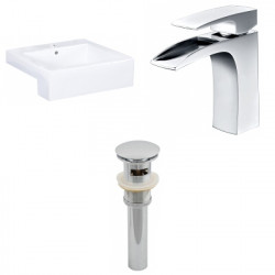 American Imaginations AI-26231 20.25-in. W Semi-Recessed White Vessel Set For 1 Hole Center Faucet - Faucet Included