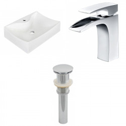 American Imaginations AI-26237 21.5-in. W Above Counter White Vessel Set For 1 Hole Center Faucet - Faucet Included