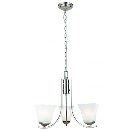 Design House 514828 Torino 3-Light Chandelier w/ Snow Glass, Satin Nickel