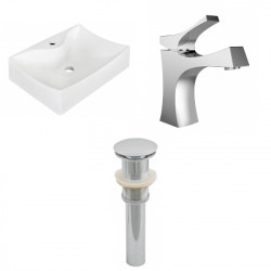 American Imaginations AI-26239 21.5-in. W Wall Mount White Vessel Set For 1 Hole Center Faucet - Faucet Included