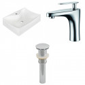American Imaginations AI-26241 21.5-in. W Wall Mount White Vessel Set For 1 Hole Center Faucet - Faucet Included