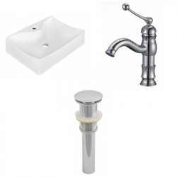 American Imaginations AI-26244 21.5-in. W Wall Mount White Vessel Set For 1 Hole Center Faucet - Faucet Included