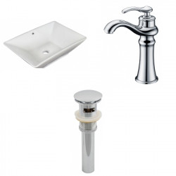 American Imaginations AI-26245 22-in. W Above Counter White Vessel Set For Deck Mount Drilling - Faucet Included