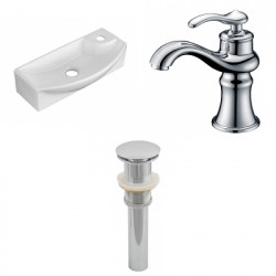 American Imaginations AI-26254 17.75-in. W Wall Mount White Vessel Set For 1 Hole Right Faucet - Faucet Included