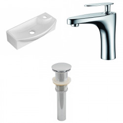 American Imaginations AI-26255 17.75-in. W Wall Mount White Vessel Set For 1 Hole Right Faucet - Faucet Included