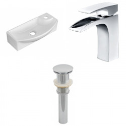 American Imaginations AI-26257 17.75-in. W Wall Mount White Vessel Set For 1 Hole Right Faucet - Faucet Included