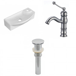 American Imaginations AI-26258 17.75-in. W Wall Mount White Vessel Set For 1 Hole Right Faucet - Faucet Included