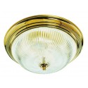 Design House 502153 507236 3-Light Ceiling Light In Polished Brass, Clear Ribbed Glass