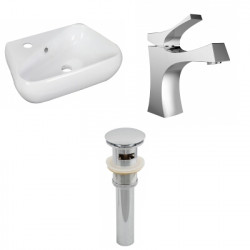 American Imaginations AI-26295 17.5-in. W Wall Mount White Vessel Set For 1 Hole Left Faucet - Faucet Included