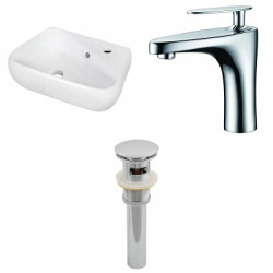 American Imaginations AI-26303 17.5-in. W Wall Mount White Vessel Set For 1 Hole Right Faucet - Faucet Included