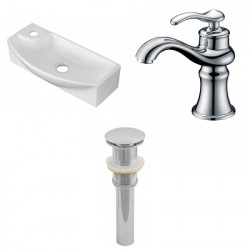American Imaginations AI-26314 17.75-in. W Wall Mount White Vessel Set For 1 Hole Left Faucet - Faucet Included