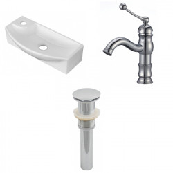 American Imaginations AI-26318 17.75-in. W Wall Mount White Vessel Set For 1 Hole Left Faucet - Faucet Included