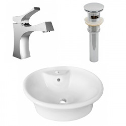 American Imaginations AI-26319 19-in. W Above Counter White Vessel Set For 1 Hole Center Faucet - Faucet Included