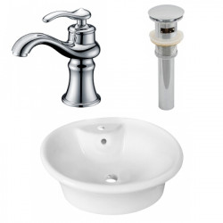 American Imaginations AI-26320 19-in. W Above Counter White Vessel Set For 1 Hole Center Faucet - Faucet Included