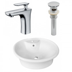 American Imaginations AI-26322 19-in. W Above Counter White Vessel Set For 1 Hole Center Faucet - Faucet Included
