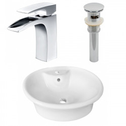 American Imaginations AI-26323 19-in. W Above Counter White Vessel Set For 1 Hole Center Faucet - Faucet Included