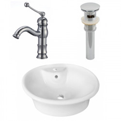 American Imaginations AI-26324 19-in. W Above Counter White Vessel Set For 1 Hole Center Faucet - Faucet Included