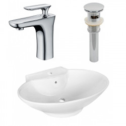 American Imaginations AI-26328 22.75-in. W Above Counter White Vessel Set For 1 Hole Center Faucet - Faucet Included