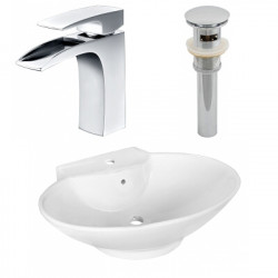 American Imaginations AI-26329 22.75-in. W Above Counter White Vessel Set For 1 Hole Center Faucet - Faucet Included