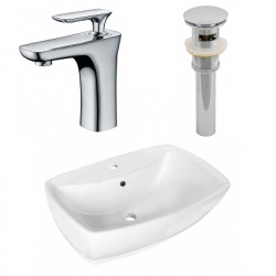 American Imaginations AI-26334 21.75-in. W Above Counter White Vessel Set For 1 Hole Center Faucet - Faucet Included