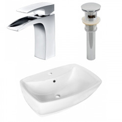 American Imaginations AI-26335 21.75-in. W Above Counter White Vessel Set For 1 Hole Center Faucet - Faucet Included