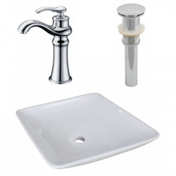 American Imaginations AI-26337 16.75-in. W Above Counter White Vessel Set For Deck Mount Drilling - Faucet Included