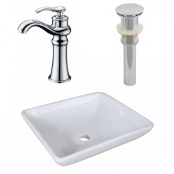 American Imaginations AI-26341 15.75-in. W Above Counter White Vessel Set For Deck Mount Drilling - Faucet Included