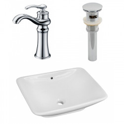 American Imaginations AI-26343 21.5-in. W Above Counter White Vessel Set For Deck Mount Drilling - Faucet Included