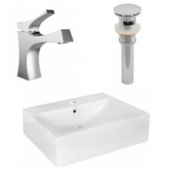 American Imaginations AI-26347 20.25-in. W Above Counter White Vessel Set For 1 Hole Center Faucet - Faucet Included