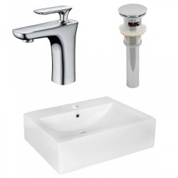 American Imaginations AI-26350 20.25-in. W Above Counter White Vessel Set For 1 Hole Center Faucet - Faucet Included