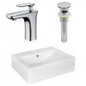 American Imaginations AI-26350 20.25-in. W Above Counter White Vessel Set For 1 Hole Center Faucet - Faucet Included